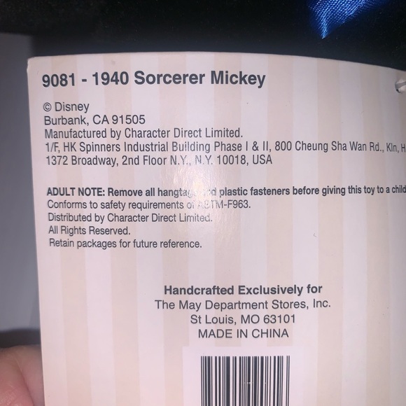 Disney’s Mickey Mouse Sorcerer Apprentice Plush 24" Tall Wizard Fantasia W/Tags - Picture 7 of 8